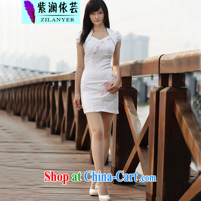First World Soon in accordance with 2015 spring new female sweet-fresh fake two-piece-goods QP 8602 white XL