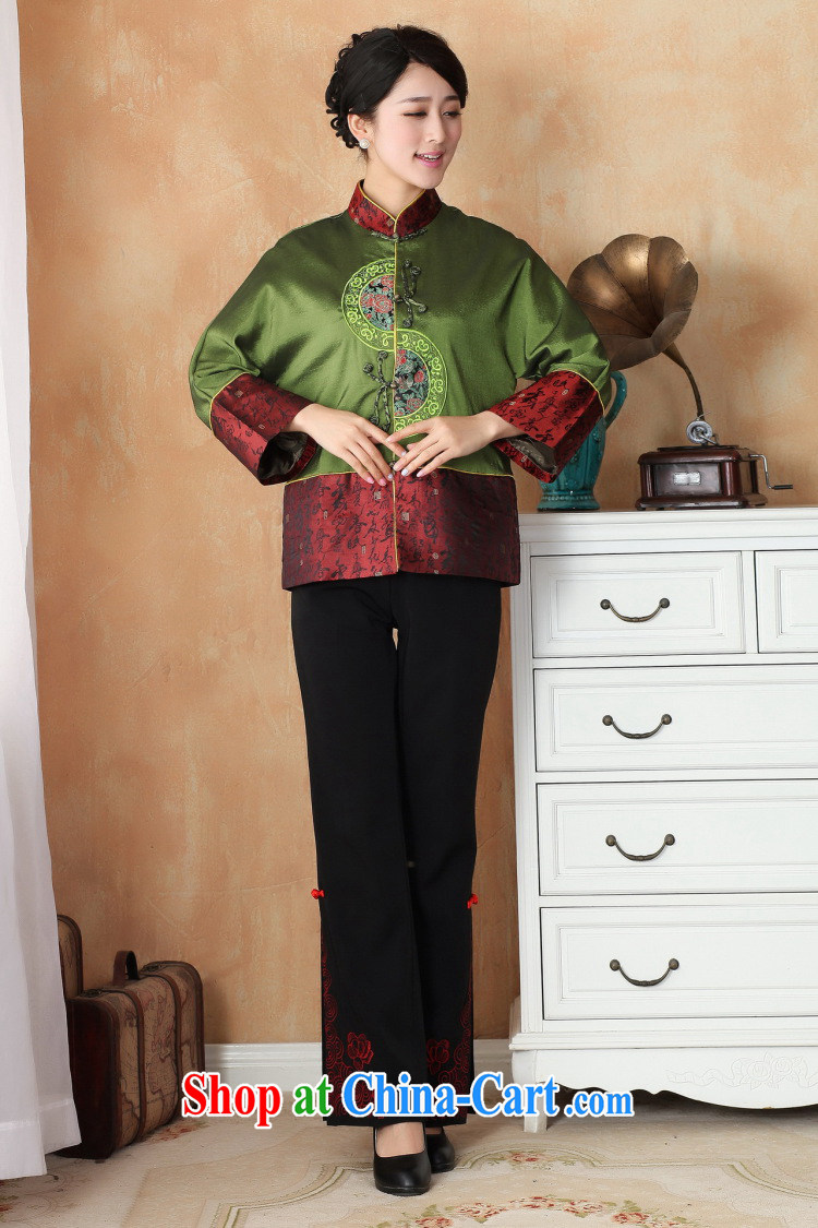 An Jing female Tang with autumn and winter Load T-shirt jacket, collar damask Chinese T-shirt national costume - 2 green 3 XL pictures, price, brand platters! Elections are good character, the national distribution, so why buy now enjoy more preferential! Health