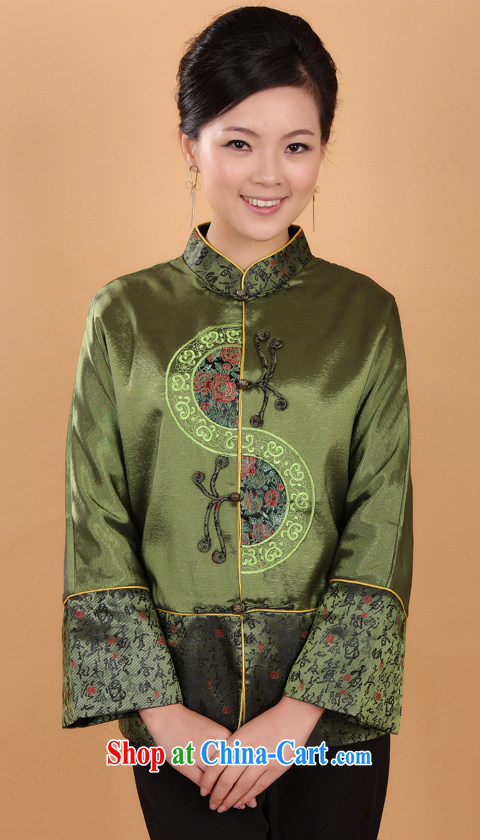 An Jing female Tang with autumn and winter Load T-shirt jacket, collar damask Chinese T-shirt national costume - 2 green 3 XL pictures, price, brand platters! Elections are good character, the national distribution, so why buy now enjoy more preferential! Health