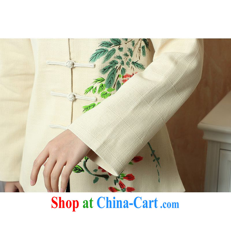 An Jing female Tang with autumn and winter Load T-shirt jacket, cotton for the Tang with T-shirt national costume show clothing - 2 beige 3XL, an Jing, shopping on the Internet