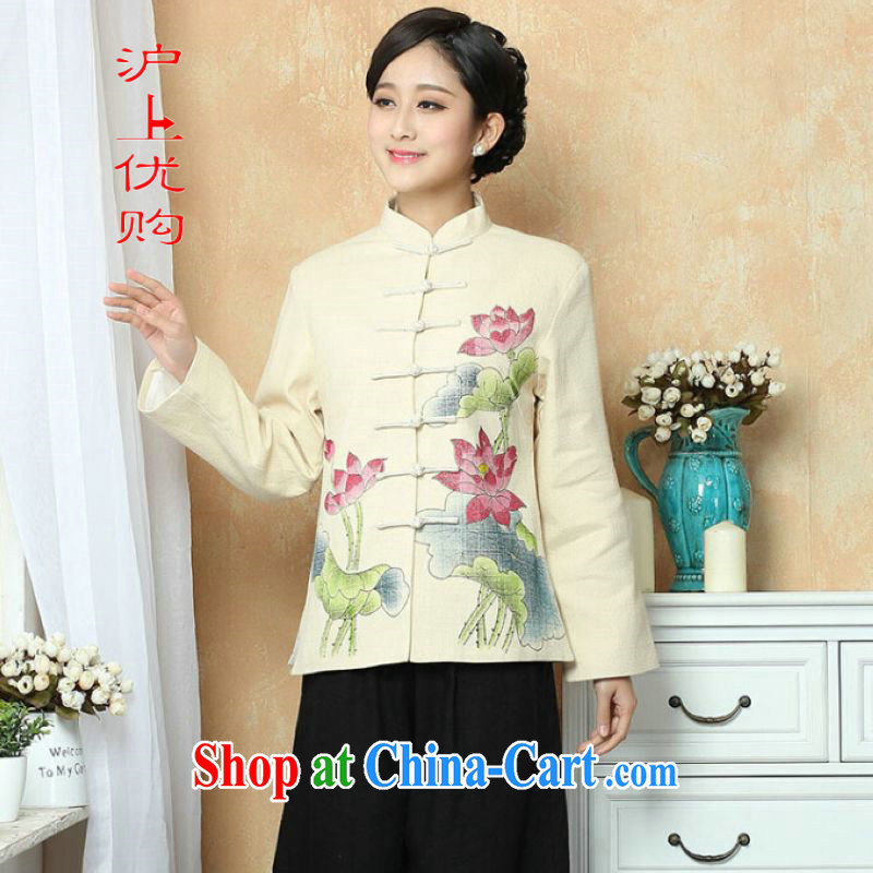 Shanghai, optimize purchase female Tang with autumn and winter jackets with jacket, cotton for the Tang with T-shirt national costume show clothing - 1 beige 3XL, Shanghai, optimize, and shopping on the Internet