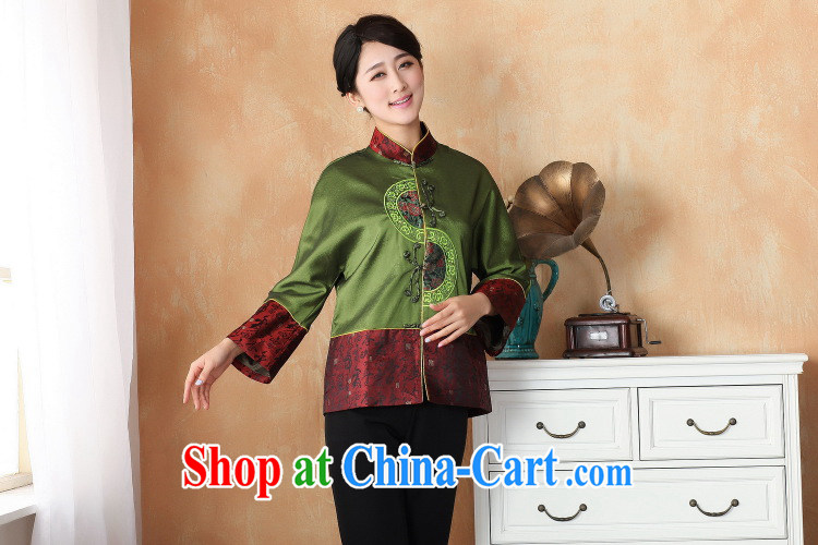 Shanghai, optimize purchase female Tang with autumn and winter jackets with jacket, collar damask Tang fitted T-shirt national costume - 2 green 3 XL pictures, price, brand platters! Elections are good character, the national distribution, so why buy now enjoy more preferential! Health
