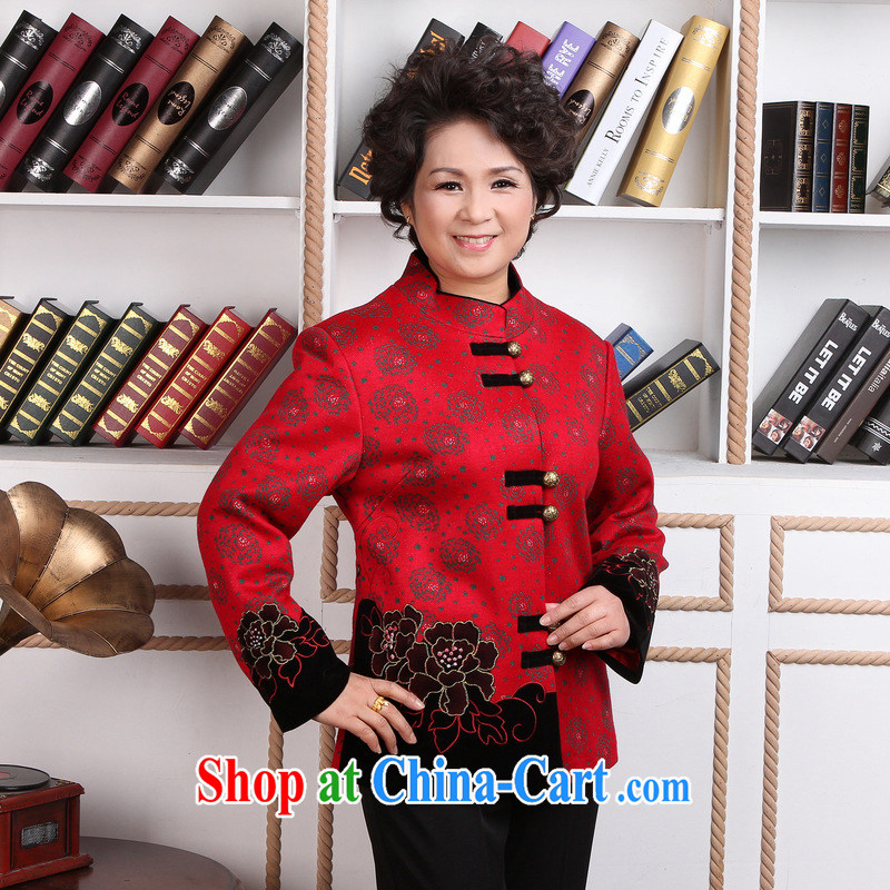 Jing An elderly female tang on winter clothes T-shirt jacket, for Chinese female wool jacket? Tang - 2 red 3 XL, an Jing, shopping on the Internet