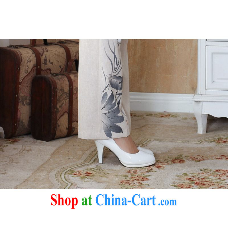 Jing An older Chinese Water ink stamp duty cotton Ma spring pants - 3 dark 4 XL, facilitating Jing, shopping on the Internet