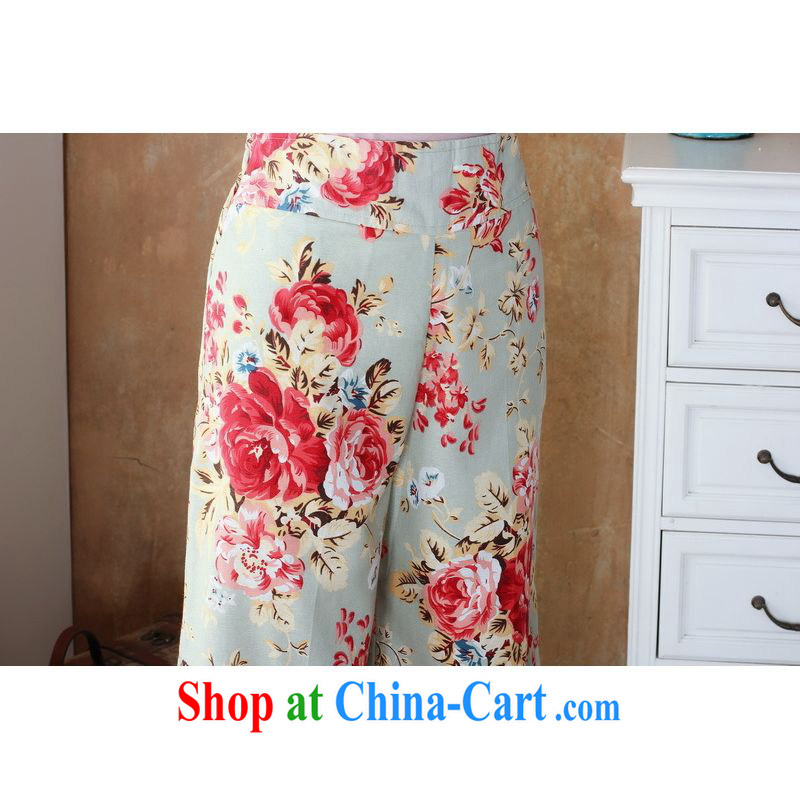 Jing An older Chinese Water ink stamp duty cotton Ma spring pants Wide Leg pants - 1m White 4XL, an Jing, shopping on the Internet