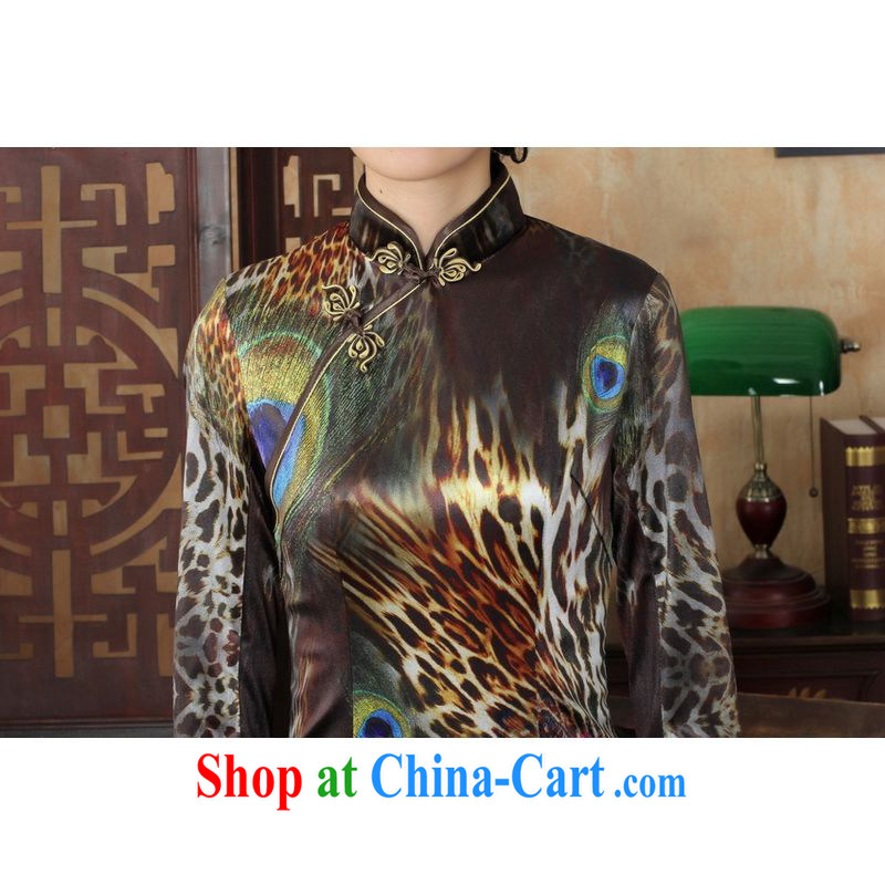 An Jing Chinese improved cheongsam dress long skirt-stretch the wool Peacock dresses 7 sub-cuff picture color 2 XL, facilitating Jing, and shopping on the Internet