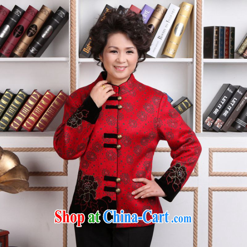 And Jing Ge older female Tang with winter clothes T-shirt jacket, for Chinese female wool jacket? Tang - 1 black and red tartan 3 XL, Jing Ge, shopping on the Internet