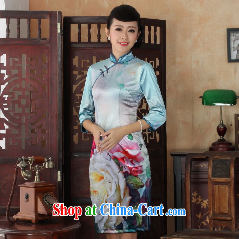 An Jing Chinese improved cheongsam dress long skirt-stretch the wool beauty dresses skirts 7 cuff picture color 2 XL
