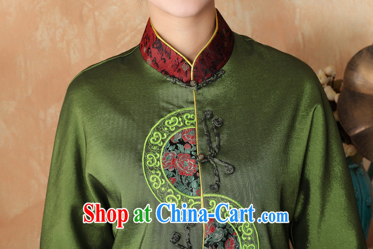 He Jing Ge female Tang with autumn and winter Load T-shirt jacket, collar damask Tang fitted T-shirt national costume - 1 green 3 XL pictures, price, brand platters! Elections are good character, the national distribution, so why buy now enjoy more preferential! Health