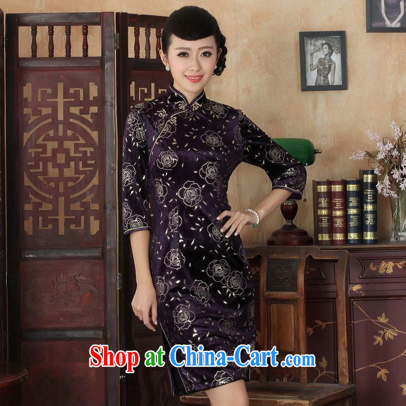 An Jing Chinese improved cheongsam dress long skirt-stretch the wool beauty dresses skirts 7 cuff picture color 2 XL