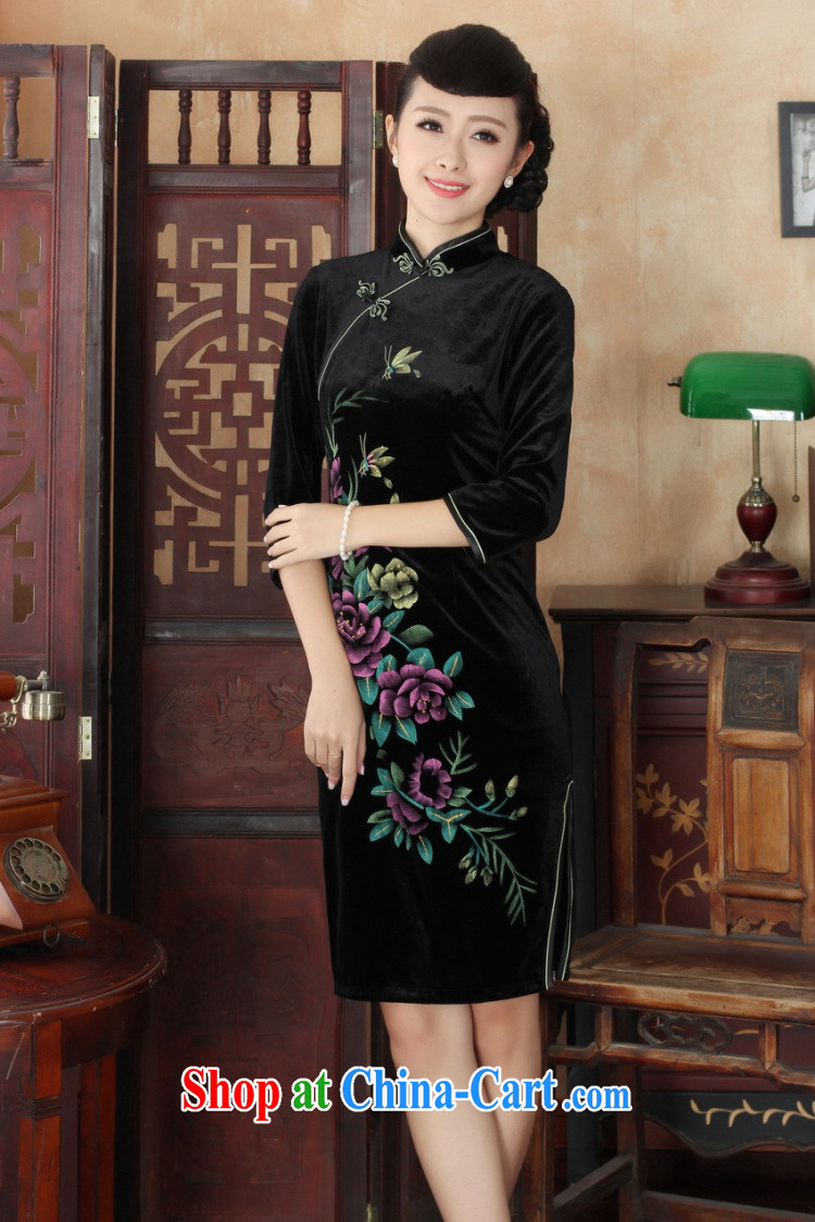 An Jing Chinese improved cheongsam dress long skirt-stretch the wool beauty dresses skirts 7 Cuff - A black 2 XL pictures, price, brand platters! Elections are good character, the national distribution, so why buy now enjoy more preferential! Health