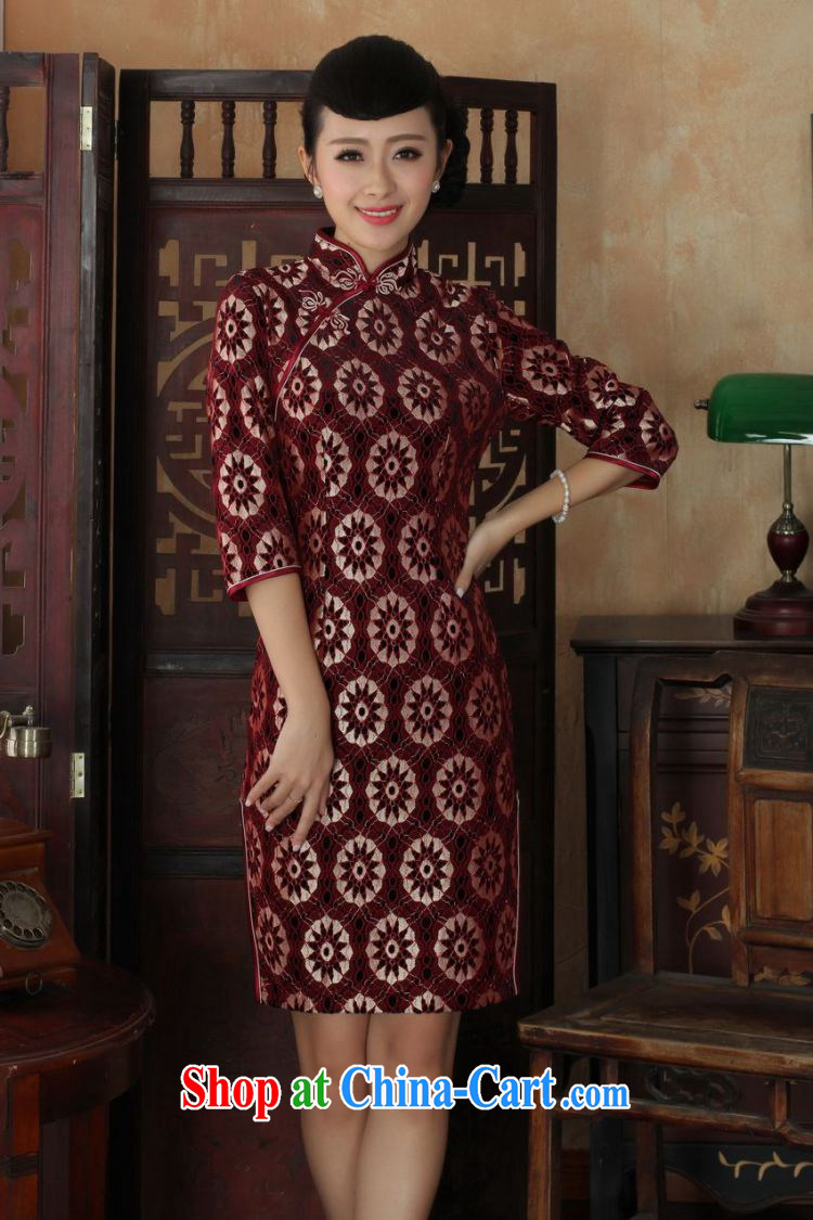 An Jing Chinese improved cheongsam dress long skirt-stretch lace gold velour cheongsam beauty skirt 7 cuff TD 0025 Map Color 2 XL pictures, price, brand platters! Elections are good character, the national distribution, so why buy now enjoy more preferential! Health