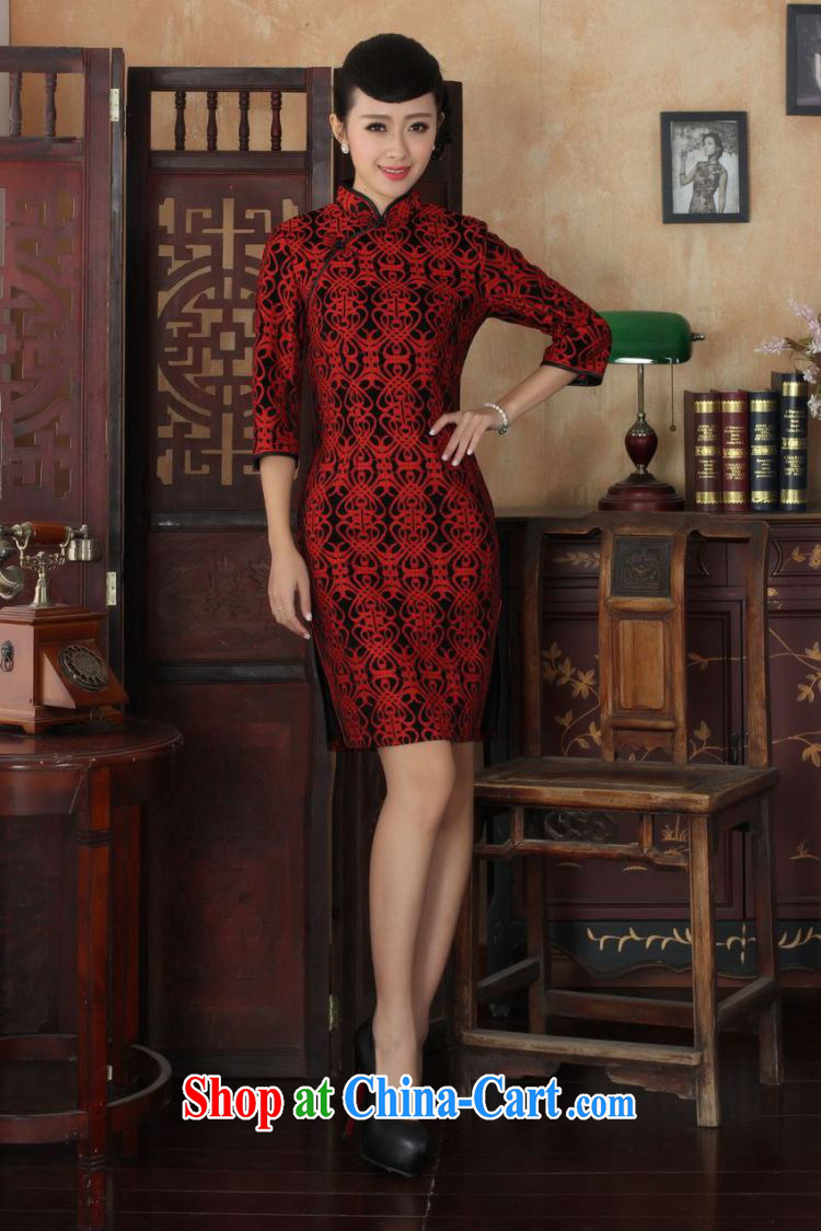 An Jing Chinese improved cheongsam dress long skirt-stretch lace gold velour cheongsam beauty skirt 7 cuff TD 0025 Map Color 2 XL pictures, price, brand platters! Elections are good character, the national distribution, so why buy now enjoy more preferential! Health