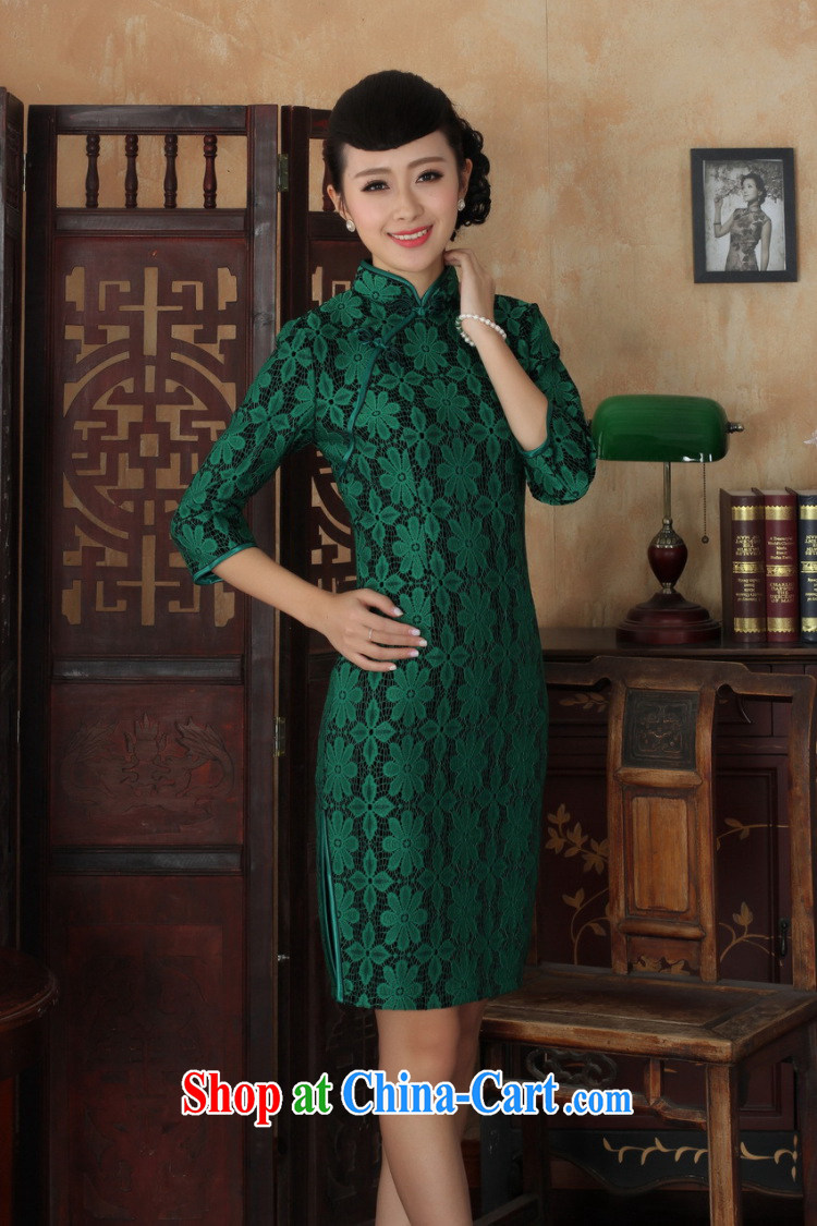 An Jing Chinese improved cheongsam dress long skirt-stretch lace gold velour cheongsam beauty skirt 7 cuff TD 0019 Map Color 2 XL pictures, price, brand platters! Elections are good character, the national distribution, so why buy now enjoy more preferential! Health