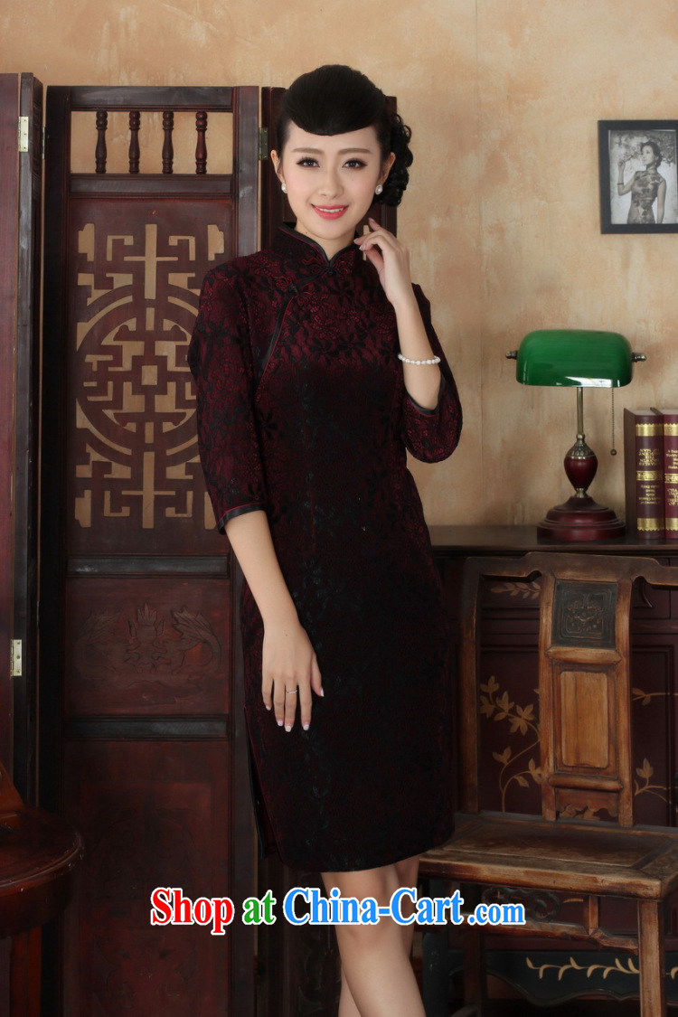 An Jing Chinese improved cheongsam dress long skirt-stretch lace gold velour cheongsam beauty skirt 7 cuff TD 0019 Map Color 2 XL pictures, price, brand platters! Elections are good character, the national distribution, so why buy now enjoy more preferential! Health
