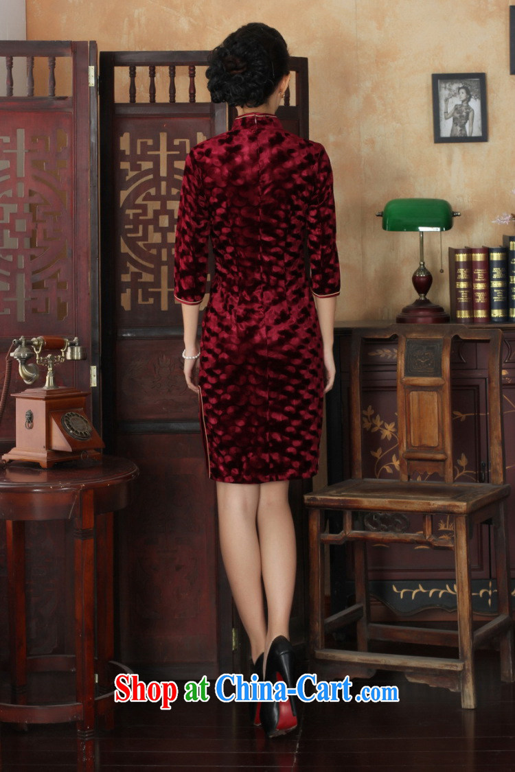 An Jing Chinese improved cheongsam dress long skirt-stretch the wool beauty dresses skirts 7 cuff wine red 2 XL pictures, price, brand platters! Elections are good character, the national distribution, so why buy now enjoy more preferential! Health
