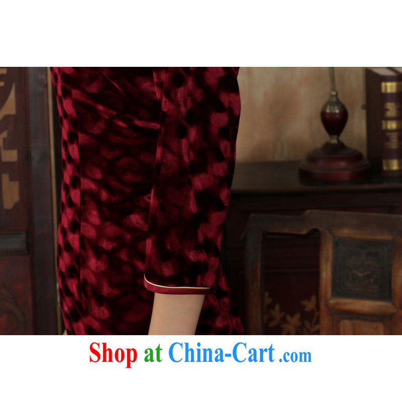 An Jing Chinese improved cheongsam dress long skirt-stretch the wool beauty dresses skirts 7 cuff wine red 2 XL, an Jing, shopping on the Internet