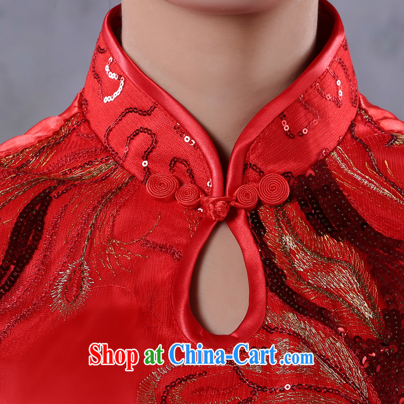 There is embroidery bridal 2014 improved stylish short, short-sleeved suit simple toast service back to the cheongsam red M waist 2 feet 1, is by no means a bride, shopping on the Internet