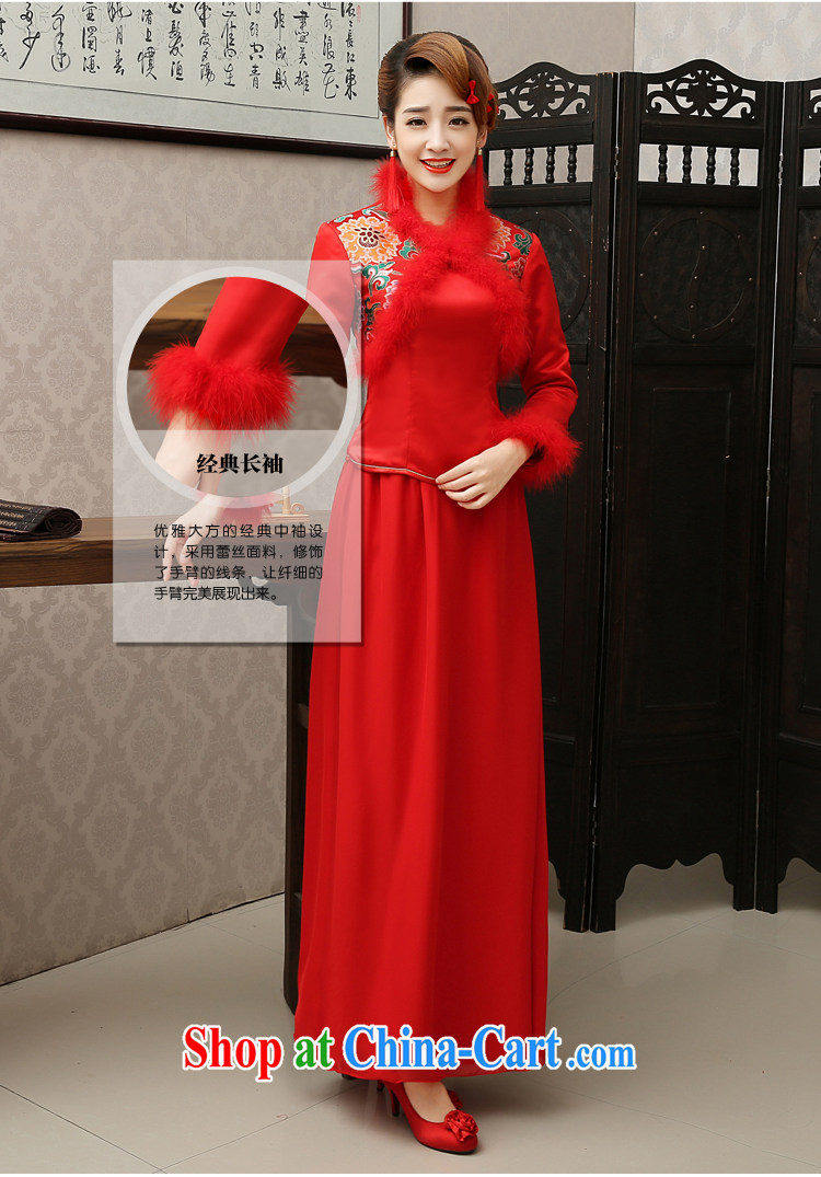 There is embroidery bridal 2014 new autumn and winter and cotton thick long-sleeved dresses wedding toast Service Bridal red long dress red XXL waist 2 feet 4 pictures, price, brand platters! Elections are good character, the national distribution, so why buy now enjoy more preferential! Health