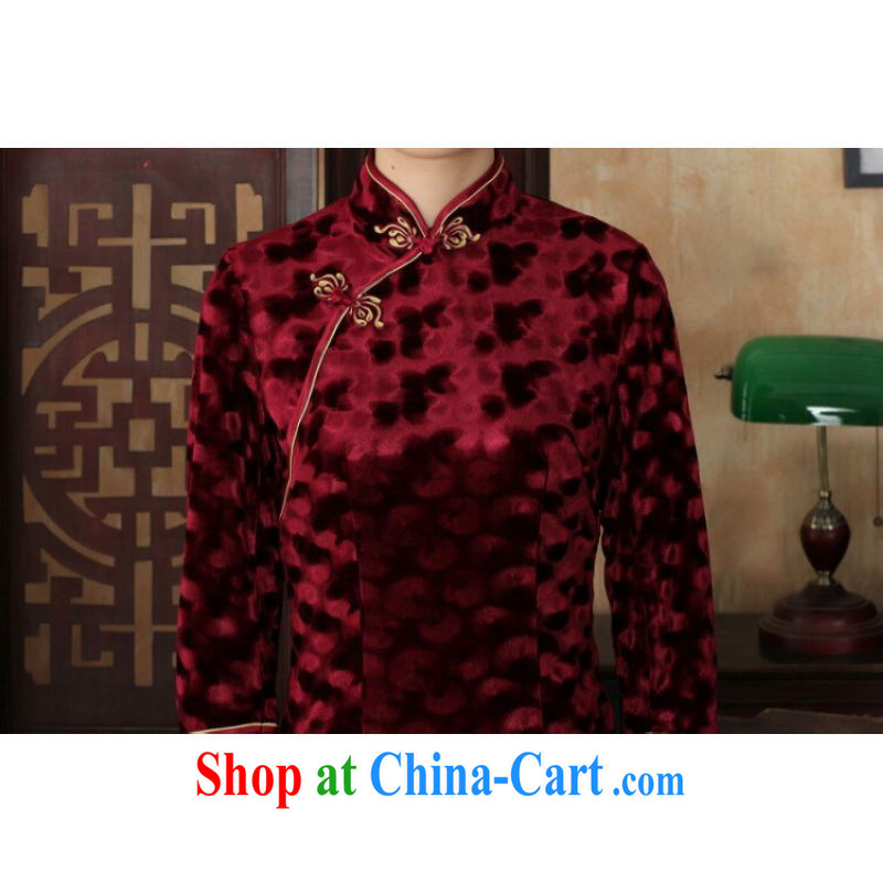 Shanghai, optimize purchase Chinese improved cheongsam dress long skirt-stretch the wool beauty dresses skirts 7 sub-cuff wine red 2 XL, Shanghai, optimize, and shopping on the Internet