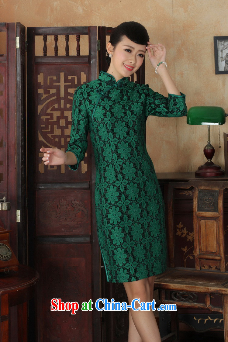 Shanghai, optimize purchase Chinese improved cheongsam dress long skirt-stretch lace gold velour cheongsam beauty skirt 7 cuff TD 0021 Map Color 2 XL pictures, price, brand platters! Elections are good character, the national distribution, so why buy now enjoy more preferential! Health