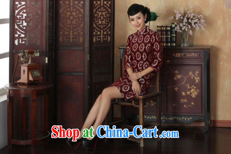 Shanghai, optimize purchase Chinese improved cheongsam dress long skirt-stretch lace gold velour cheongsam beauty skirt 7 cuff TD 0024 Map Color XL pictures, price, brand platters! Elections are good character, the national distribution, so why buy now enjoy more preferential! Health