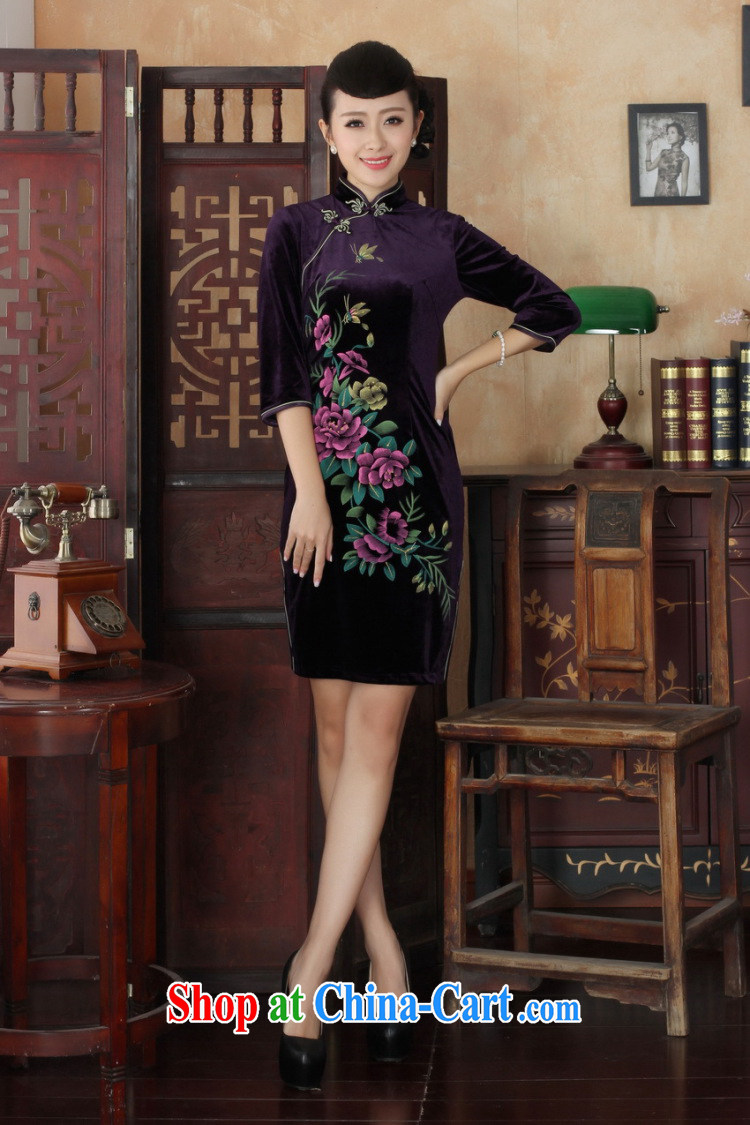 Shanghai, optimize purchase Chinese improved cheongsam dress long skirt-stretch the wool beauty dresses skirts 7 Cuff - A black 2 XL pictures, price, brand platters! Elections are good character, the national distribution, so why buy now enjoy more preferential! Health