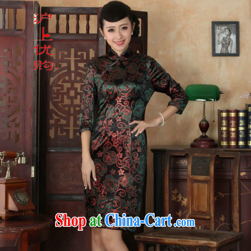 Shanghai, optimize purchase Chinese improved cheongsam dress long skirt-stretch the wool beauty dresses skirts 7 cuff picture color 2 XL