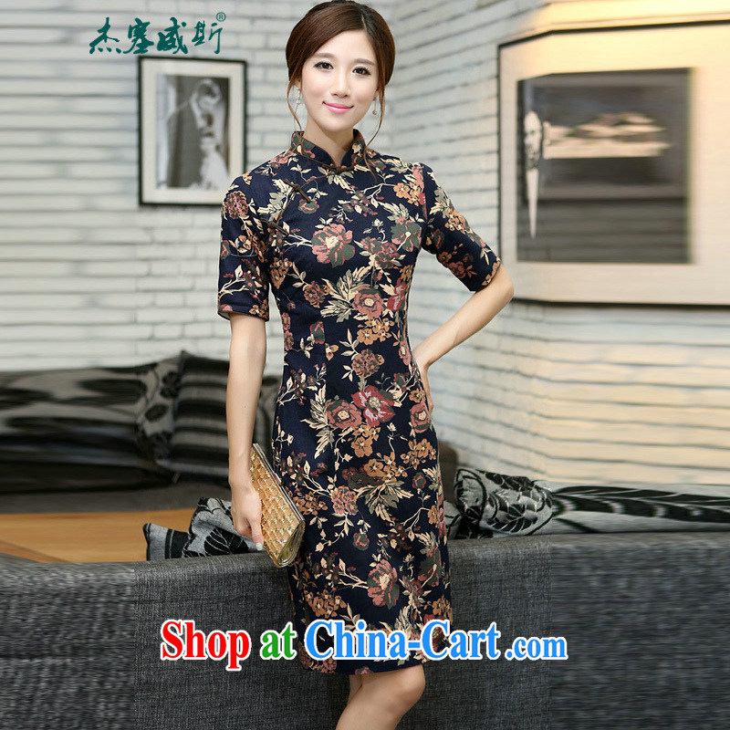Jessup, China wind Spring and Autumn and female flax, manually for the knee, long cheongsam KEA commented, Autumn for XXL, Jessup, qipao/Tang, and shopping on the Internet