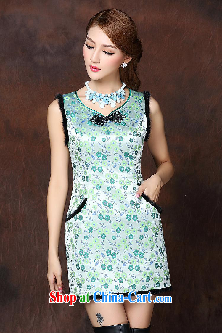 Health Concerns 2014 autumn and winter, the girls improved stylish spell gross sleeveless quilted is not the Lao short cheongsam QF 141,012 fruit green XXL pictures, price, brand platters! Elections are good character, the national distribution, so why buy now enjoy more preferential! Health