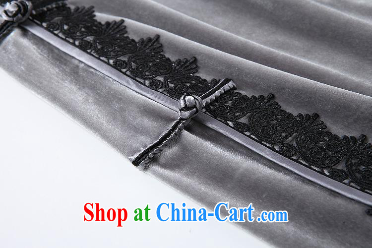 Health Concerns 2014 autumn and winter new female lace stitching improved stylish retro cuff in gray velour long cheongsam QF 141,006 charcoal gray Kim XXXXL pictures, price, brand platters! Elections are good character, the national distribution, so why buy now enjoy more preferential! Health