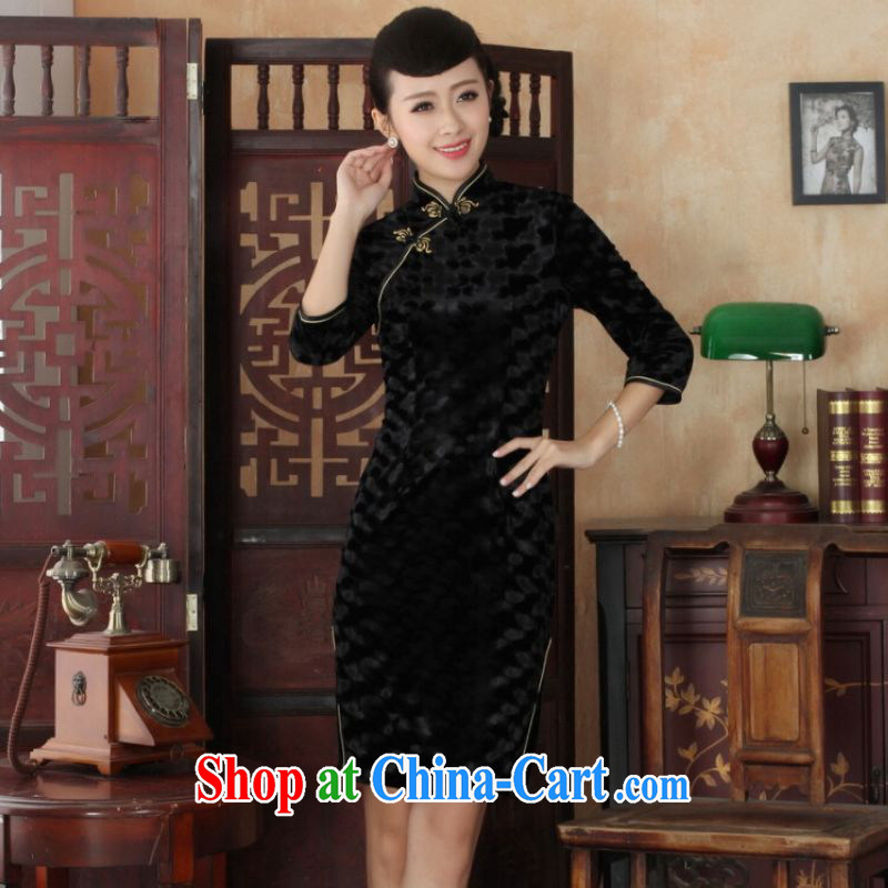 And Jing Ge Chinese improved cheongsam dress long skirt-stretch the wool beauty dresses skirts 7 sub-cuff - B green 2 XL, Miss Au King pavilion, shopping on the Internet