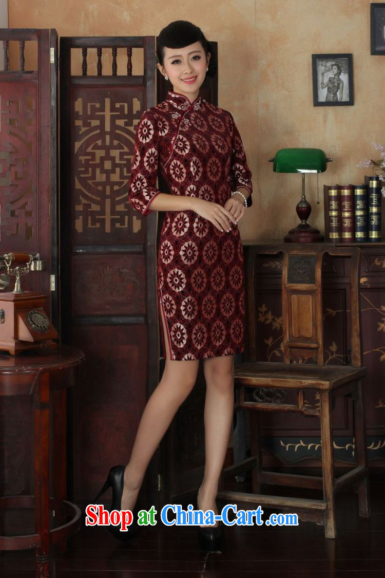 And Jing Ge Chinese improved cheongsam dress long skirt-stretch lace gold velour cheongsam beauty skirt 7 cuff TD 0022 Map Color 2 XL pictures, price, brand platters! Elections are good character, the national distribution, so why buy now enjoy more preferential! Health