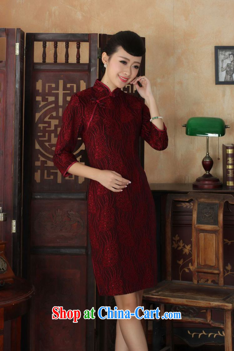 And Jing Ge Chinese improved cheongsam dress long skirt-stretch lace gold velour cheongsam beauty skirt 7 cuff TD 0022 Map Color 2 XL pictures, price, brand platters! Elections are good character, the national distribution, so why buy now enjoy more preferential! Health