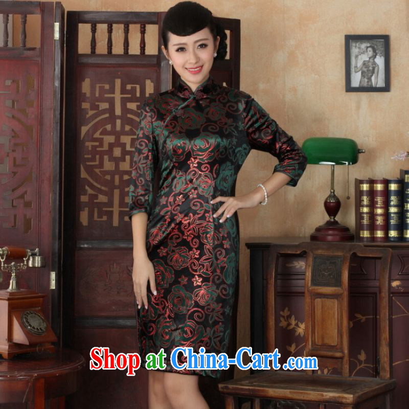 He Jing Ge Chinese improved cheongsam dress long skirt-stretch the wool beauty dresses skirts 7 cuff picture color 2 XL