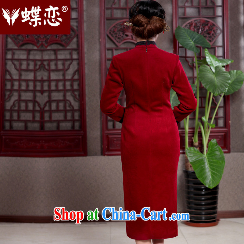 Butterfly Lovers 2015 spring new retro style cheongsam dress improved stylish long fleece outfit is 49,110 wine red XXL, Butterfly Lovers, shopping on the Internet