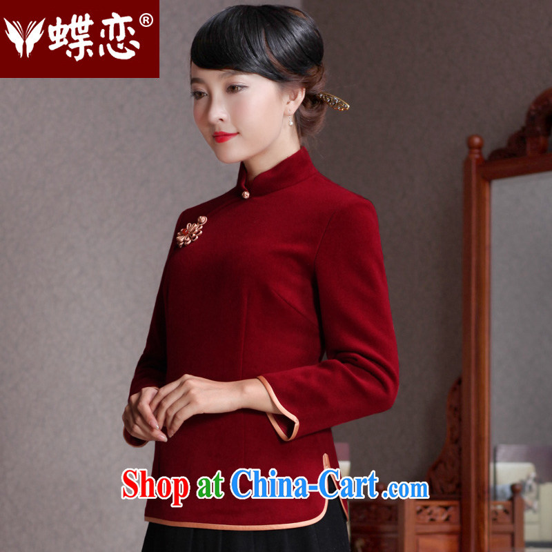 Butterfly Lovers 2015 spring new China Daily, T-shirt dresses improved wool? Tang on T-shirt 49,111 wine red XXL, Butterfly Lovers, shopping on the Internet