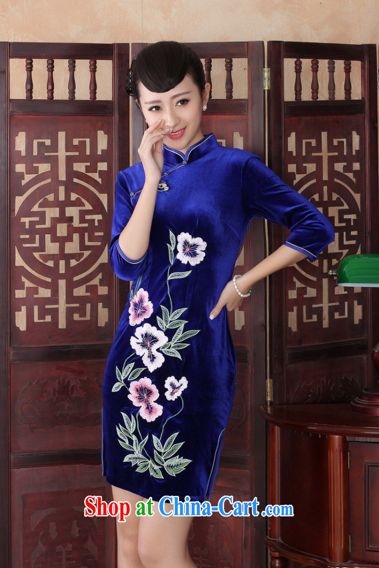 Take the dresses fall Women's clothes improved stylish gold velour Daily Beauty, for retro short style embroidery cheongsam dress red 2 XL pictures, price, brand platters! Elections are good character, the national distribution, so why buy now enjoy more preferential! Health