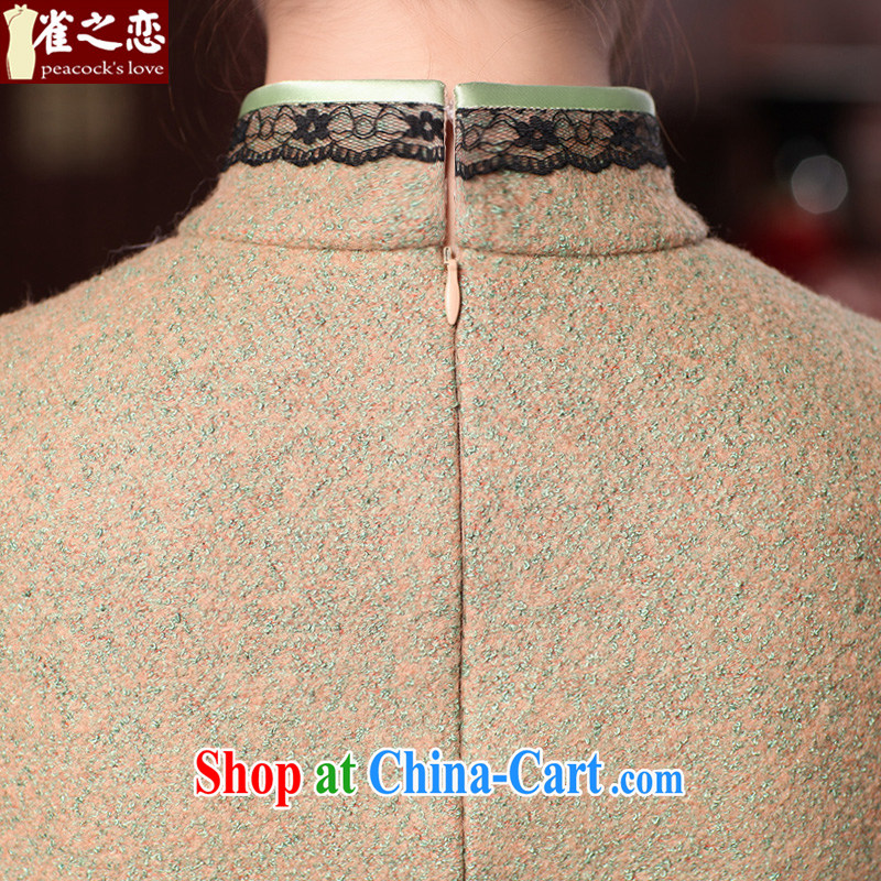 Bird lovers of oriental love 2015 spring new thick warm lace stitching so gross cheongsam dress QC 589 figure XL, birds love, and shopping on the Internet