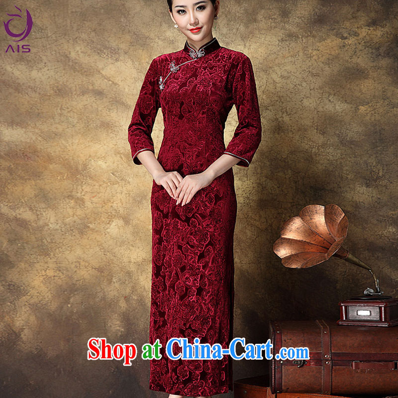 Still, the 2014 autumn and winter Chinese female decoration, dinner will wedding Chinese improved stylish retro dresses wool ultra-long cheongsam red + cloak, growing, Cisco, online shopping