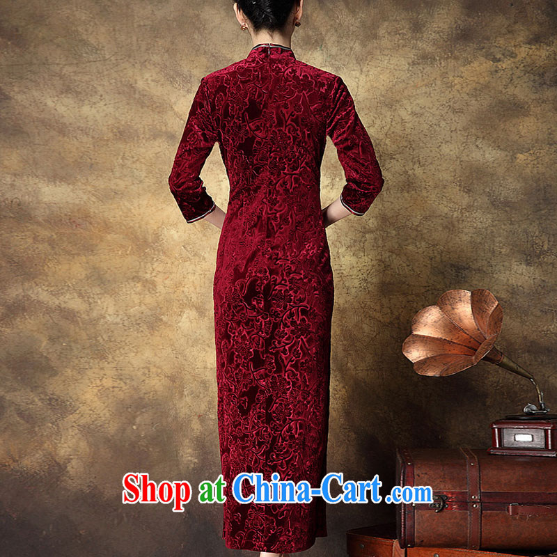 Still, the 2014 autumn and winter Chinese female decoration, dinner will wedding Chinese improved stylish retro dresses wool ultra-long cheongsam red + cloak, growing, Cisco, online shopping