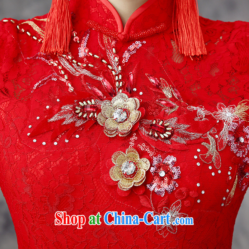 Dream of the day 2015 new bridal wedding dresses qipao improved cultivation crowsfoot dresses winter clothes bows dress dresses winter Q 863 red tailored to dream of the day, shopping on the Internet