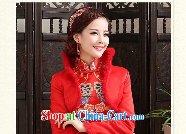 2015 tslyzm toast winter clothing bridal wedding dress retro puncture the thick warm cotton robes Red Red XL pictures, price, brand platters! Elections are good character, the national distribution, so why buy now enjoy more preferential! Health