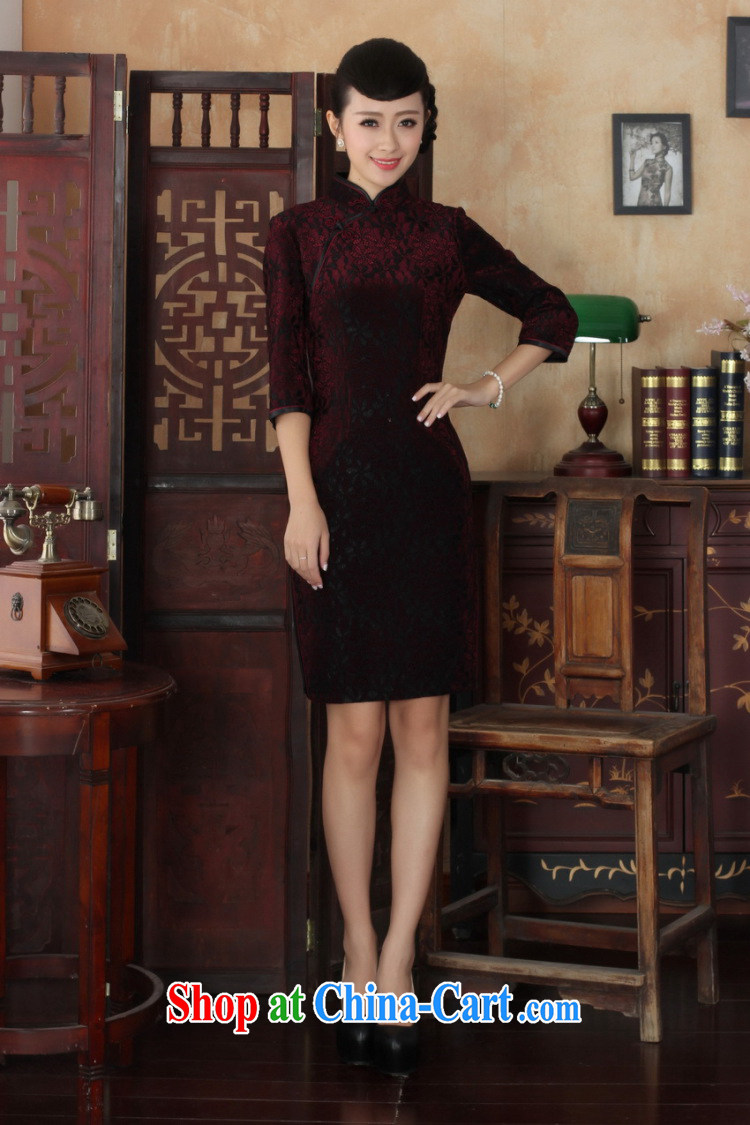 The frequency Chinese improved cheongsam dress long skirt-stretch lace gold velour cheongsam beauty skirt 7 cuff TD 0019 Map Color 2 XL pictures, price, brand platters! Elections are good character, the national distribution, so why buy now enjoy more preferential! Health