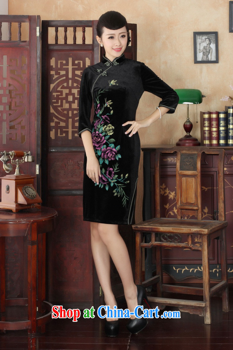 The frequency Chinese improved cheongsam dress long skirt-stretch the wool beauty dresses skirts 7 cuff wine red 2 XL pictures, price, brand platters! Elections are good character, the national distribution, so why buy now enjoy more preferential! Health
