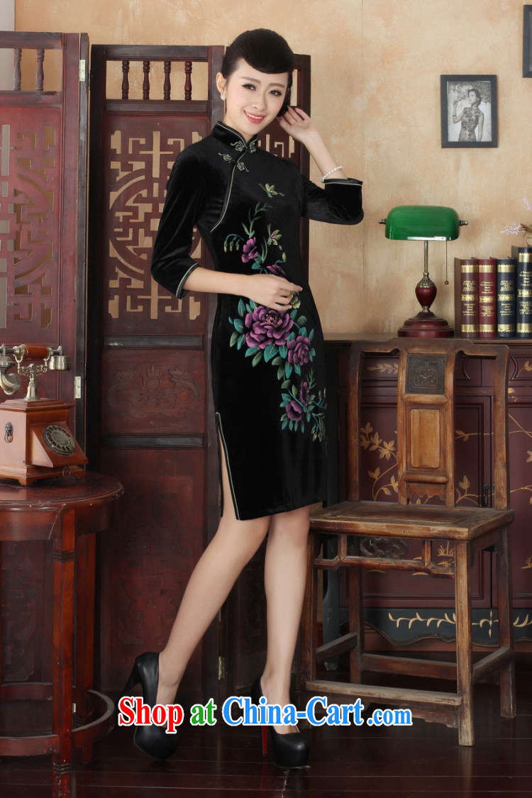 The frequency Chinese improved cheongsam dress long skirt-stretch the wool beauty dresses skirts 7 cuff wine red 2 XL pictures, price, brand platters! Elections are good character, the national distribution, so why buy now enjoy more preferential! Health