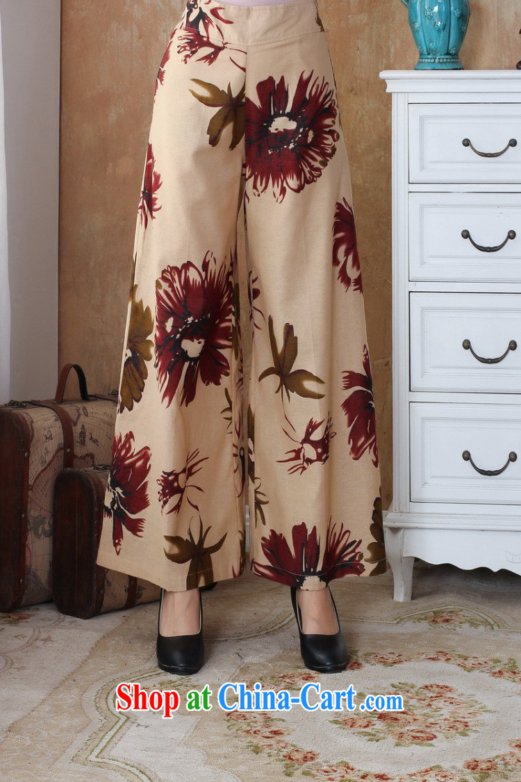 The frequency, older Chinese Water ink stamp duty cotton Ma spring pants Wide Leg trousers - 2 yellow 4 XL pictures, price, brand platters! Elections are good character, the national distribution, so why buy now enjoy more preferential! Health