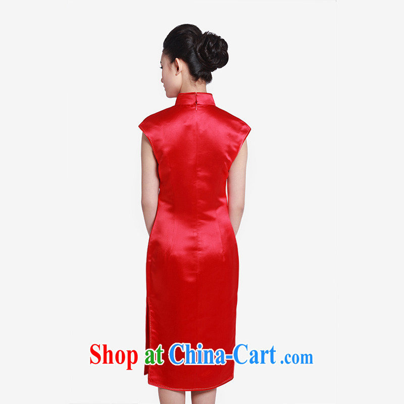 Wood is really the 2015 spring and summer new sleeveless embroidered below the Lao Silk Cheongsam bridal Women's clothes 80,589 04 deep red XXL, wood really has, shopping on the Internet