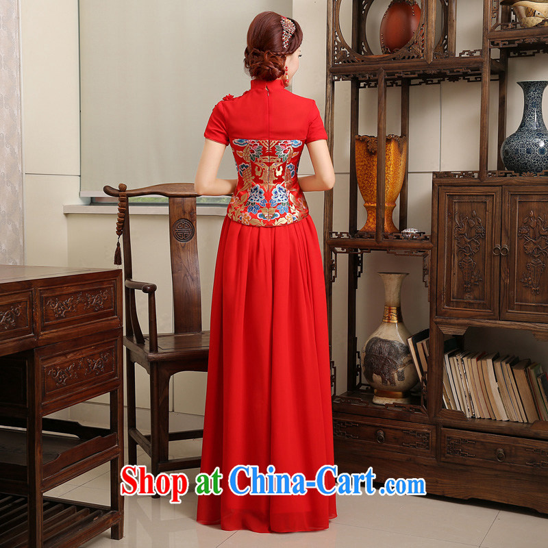 2015 new spring and summer bridal wedding toast clothing evening dresses lace dress red flowers SMS snow woven red XL, Tslyzm, shopping on the Internet