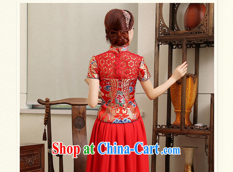 Tslyzm Chinese wedding dress bridal toast service 2015 qipao improved spring new short-sleeved long red XXXL pictures, price, brand platters! Elections are good character, the national distribution, so why buy now enjoy more preferential! Health